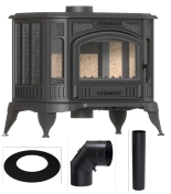 Piec wolnostojący koza eco 8kW K9 z wylotem spalin fi 150 + Gratis: Rozeta stalowa okrągła fi 150 + Rura stalowa 150/1m + Kolano ruchome 150/90 - spełnia anty-smogowy EkoProjekt 30083345