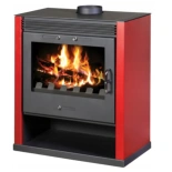 Piec piecyk kominek na drewno 13kW z płaszczem wodnym (kolor: czerwony) - spełnia anty-smogowy EkoProjekt 48283341